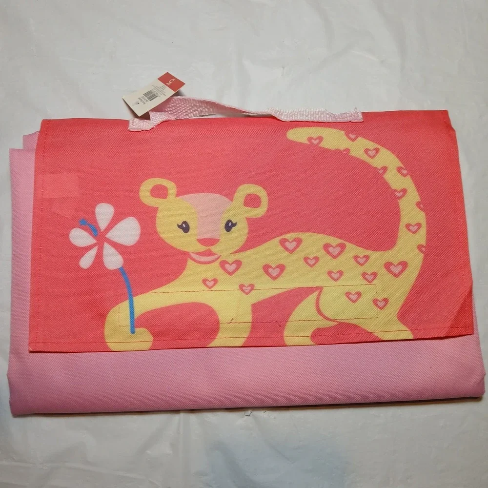 Pink Picnic Blanket With Yellow Tiger 78